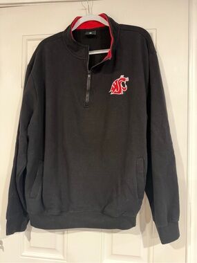 Washington State University (WSU) Men's Black Quarter-Zip Pullover